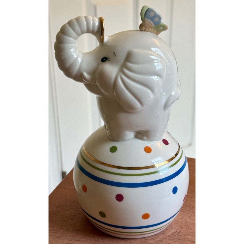 Lenox Jungle Jamboree Musical Elephant Sankyo. 8" Tall. EUC
